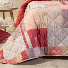 Trapuntino caleffi lennox fantasia geometrica corallo, bordeaux, beige. Dettaglio