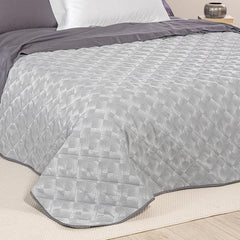 trapuntino texture caleffi matrimoniale grigio, fantasia geometrica su raso jacquard