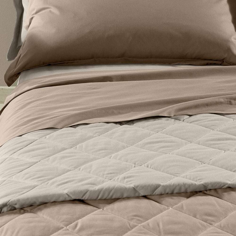 trapuntino Caleffi Vita tinta unita double naturale beige in cotone e lyocell matrimoniale