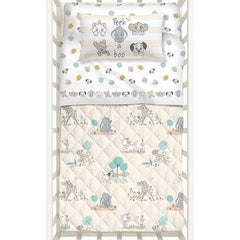trapuntino culla Baby Pets di Caleffi. Fantasia beige con cuccioli Disney Dumbo, Bambi, Simba.