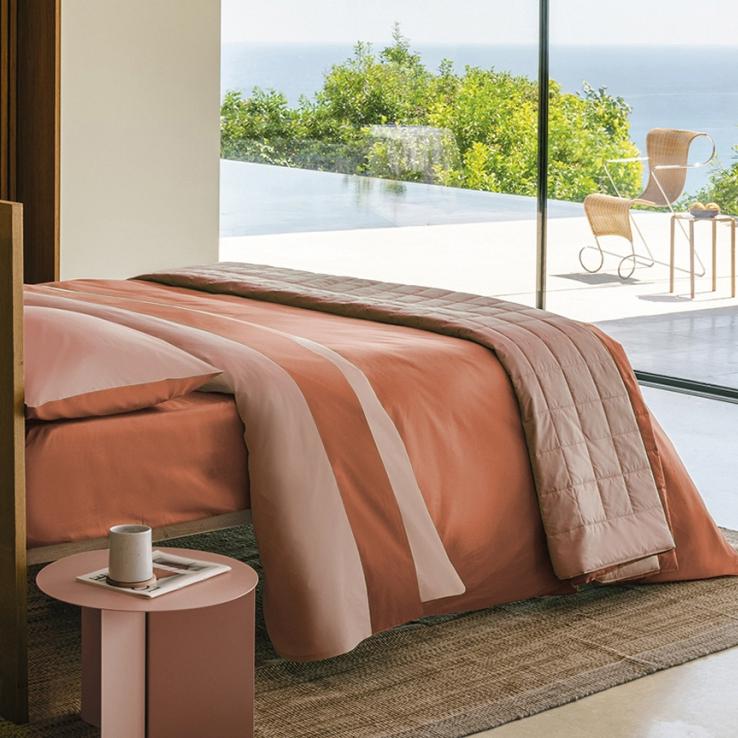 Trapunta primaverile Fazzini Dialogo tinta unita double. Dusty pink copper. R