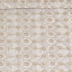 Trapuntino matrimoniale Caleffi Collins in raso jacquard. Trapunta primaverile in fantasia moderna con elementi geometrici. Colore naturale beige. Dettaglio fantasia.