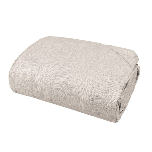 Trapunta primaverile matrimoniale Fazzini Sashiko, in raso di puro cotone. Il trapuntino Sashiko presenta una moderna fantasia a puntini, con una doppia sovrastampa che dona tridimensionalità e movimento alla microfantasia. Colore grigio.