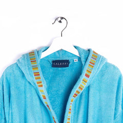 Accappatoio Caleffi Yupi Junior con cappuccio turchese per bambino o ragazzo