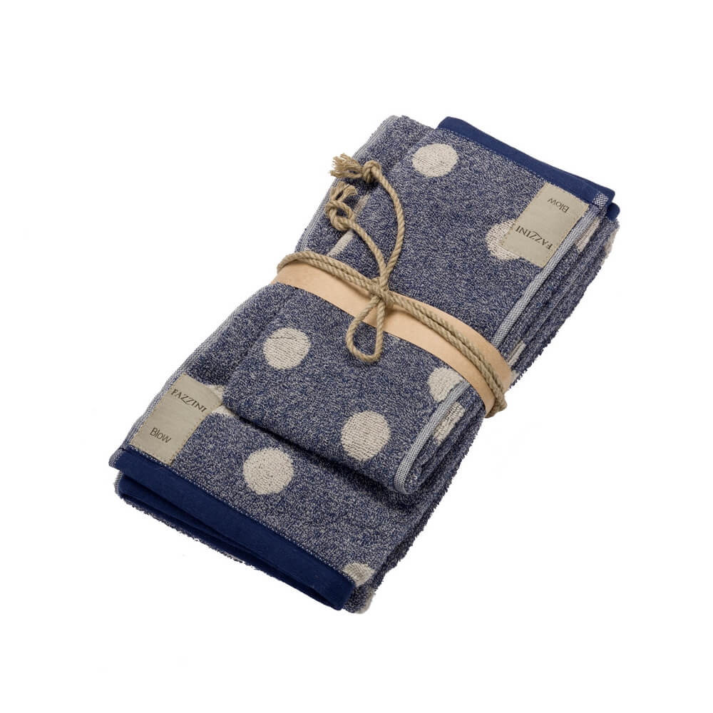 Asciugamani pois fazzini viso ospite coppia blu