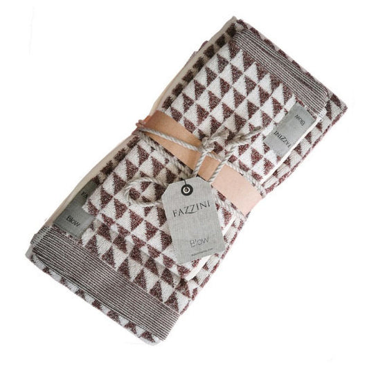 Asciugamani triangoli fazzini viso ospite coppia cognac marrone.