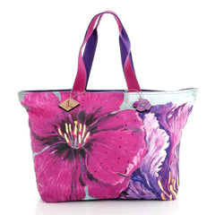 Borsa da mare e spiaggia Karakorum Euribia floreale con tulipani rosa