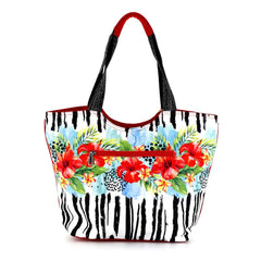 Borsa Mare Guendalina Karakorum da spiaggia estate floreale zebrata