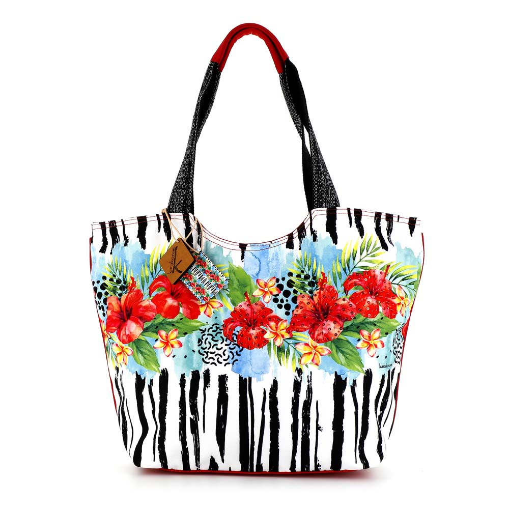 Borsa Mare Guendalina Karakorum da spiaggia estate floreale zebrata