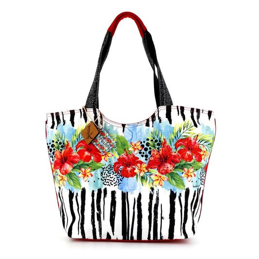 Borsa Mare Guendalina Karakorum da spiaggia estate floreale zebrata