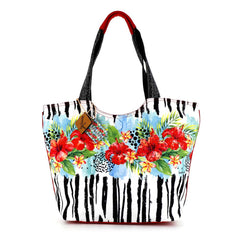 Borsa Mare Guendalina Karakorum da spiaggia estate floreale zebrata