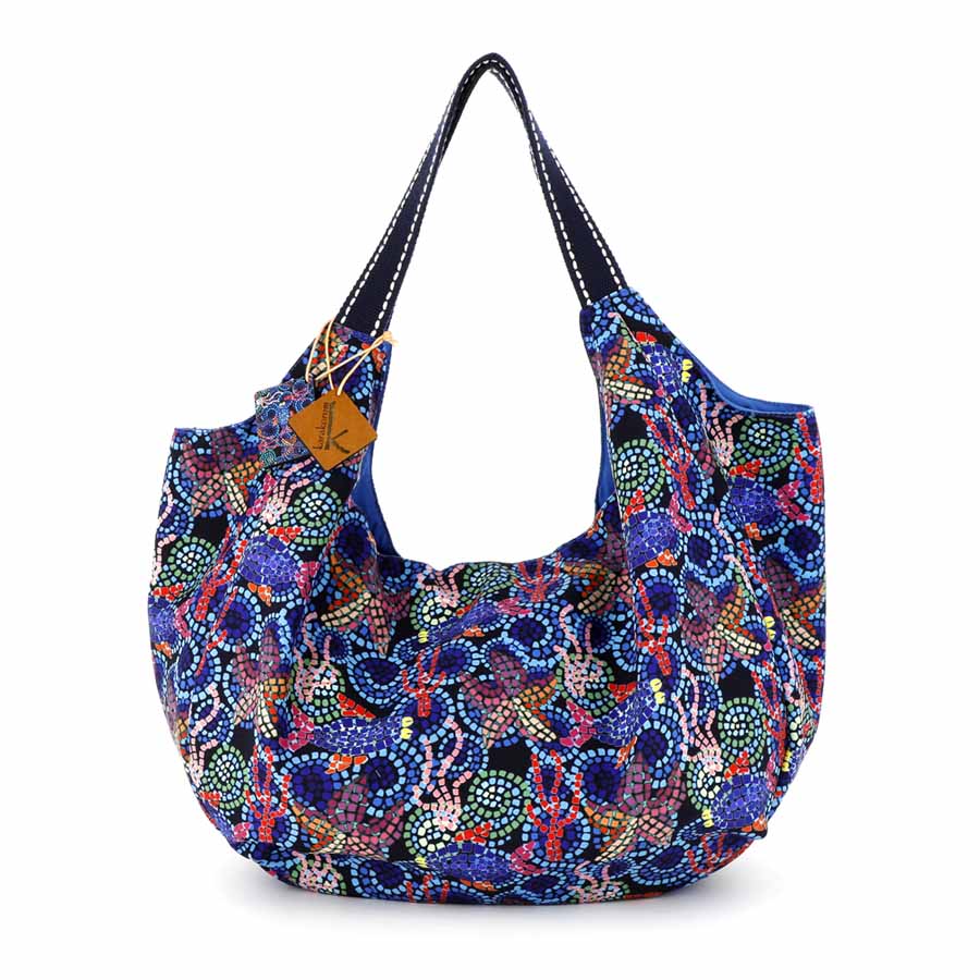 Borsa da mare e spiaggia Karakorum Iridessa blu mosaico