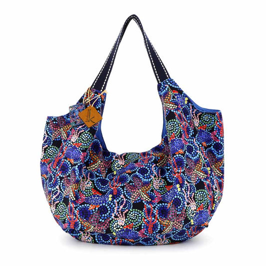 Borsa da mare e spiaggia Karakorum Iridessa blu mosaico