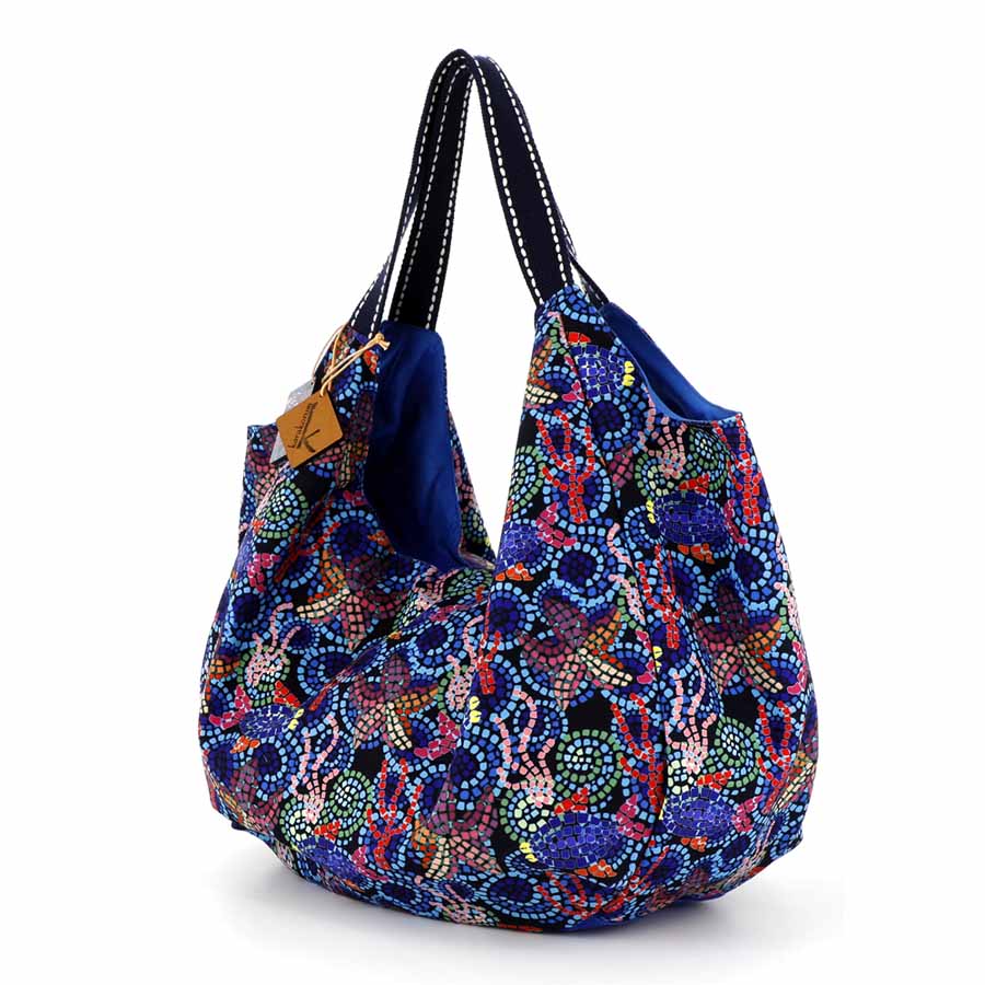 Borsa da mare e spiaggia Karakorum Iridessa blu mosaico