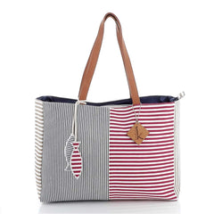 Borsa da mare e spiaggia Karakorum Kuma fantasia a righe rossa bianca e nera