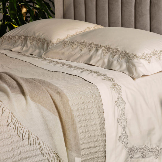 Cleopatra trapuntino la perla beige quilt coperta copriletto matrimoniale