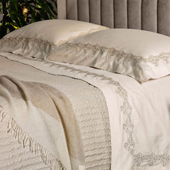 Cleopatra trapuntino la perla beige quilt coperta copriletto matrimoniale
