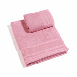 Coppia asciugamani Caleffi Gim in spugna di cotone rosa corallo