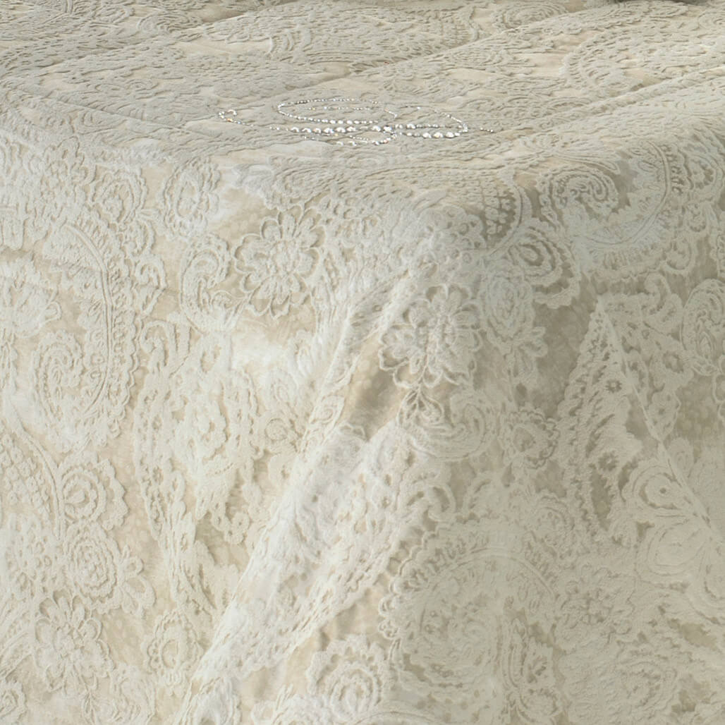 Copriletto Blumarine Veneziano beige coperta estiva matrimoniale dettaglio