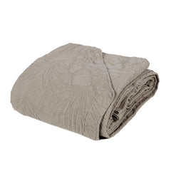 Copriletto matrimoniale Fazzini Papiro in puro cotone stone washed. Coperta estiva color naturale beige tortora.