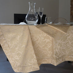 Greta tovaglia in fiandra camomilla ocra rettangolare 12 persone