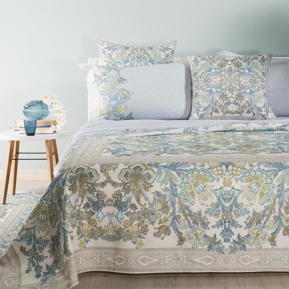 Jakarta trapuntino caleffi copriletto primaverile matrimoniale blu