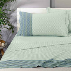 Completo Lenzuola matrimoniale Caleffi Lexus per letto matrimoniale avio azzurro in cotone