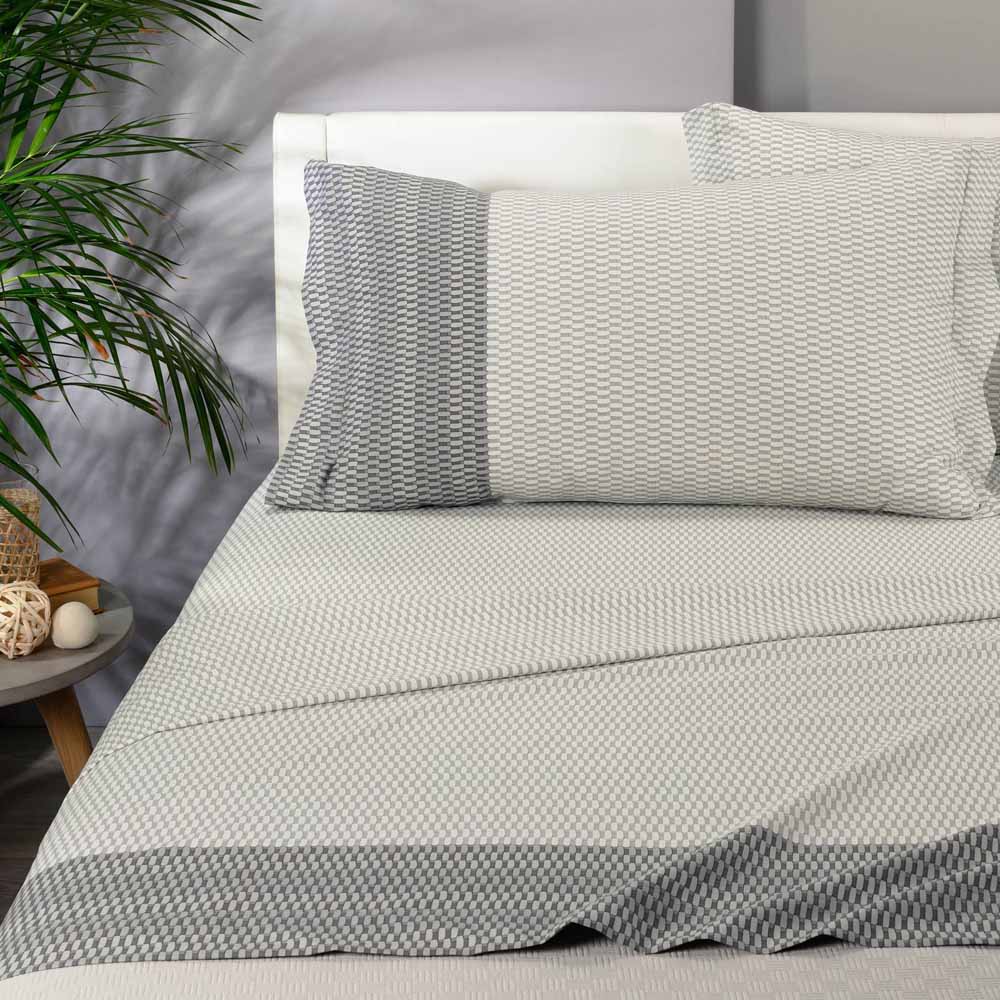 Completo Lenzuola matrimoniale Caleffi Lexus per letto matrimoniale grigio in cotone
