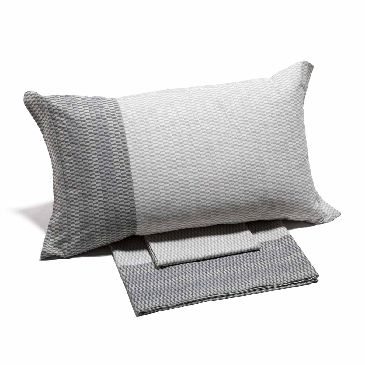 Completo Lenzuola matrimoniale Caleffi Lexus per letto matrimoniale grigio in cotone