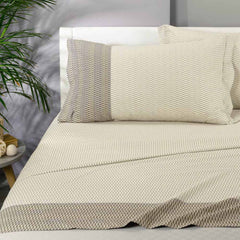 Completo Lenzuola matrimoniale Caleffi Lexus per letto matrimoniale naturale tortora in cotone