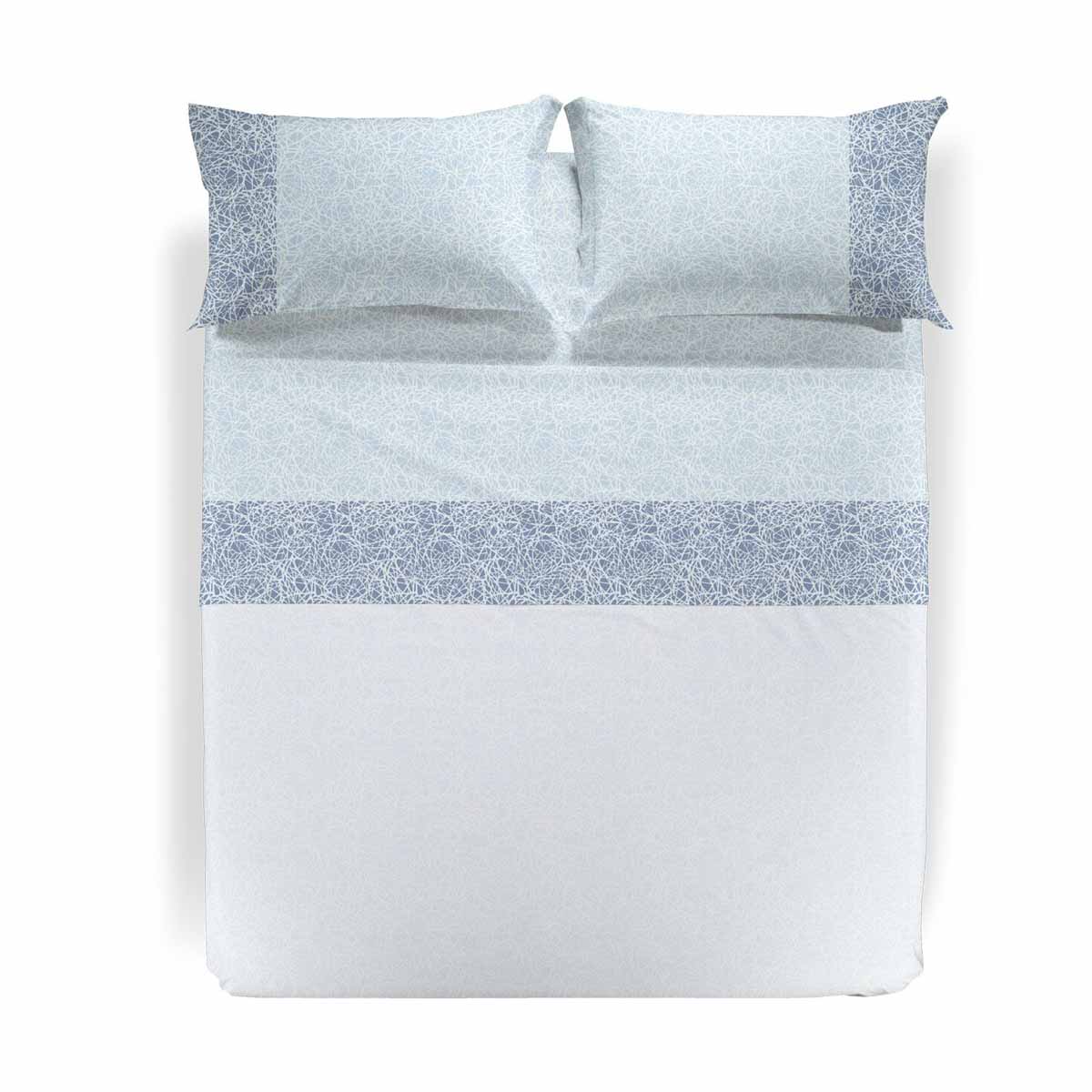 Lenzuola matrimoniale caleffi city cotone completo blu