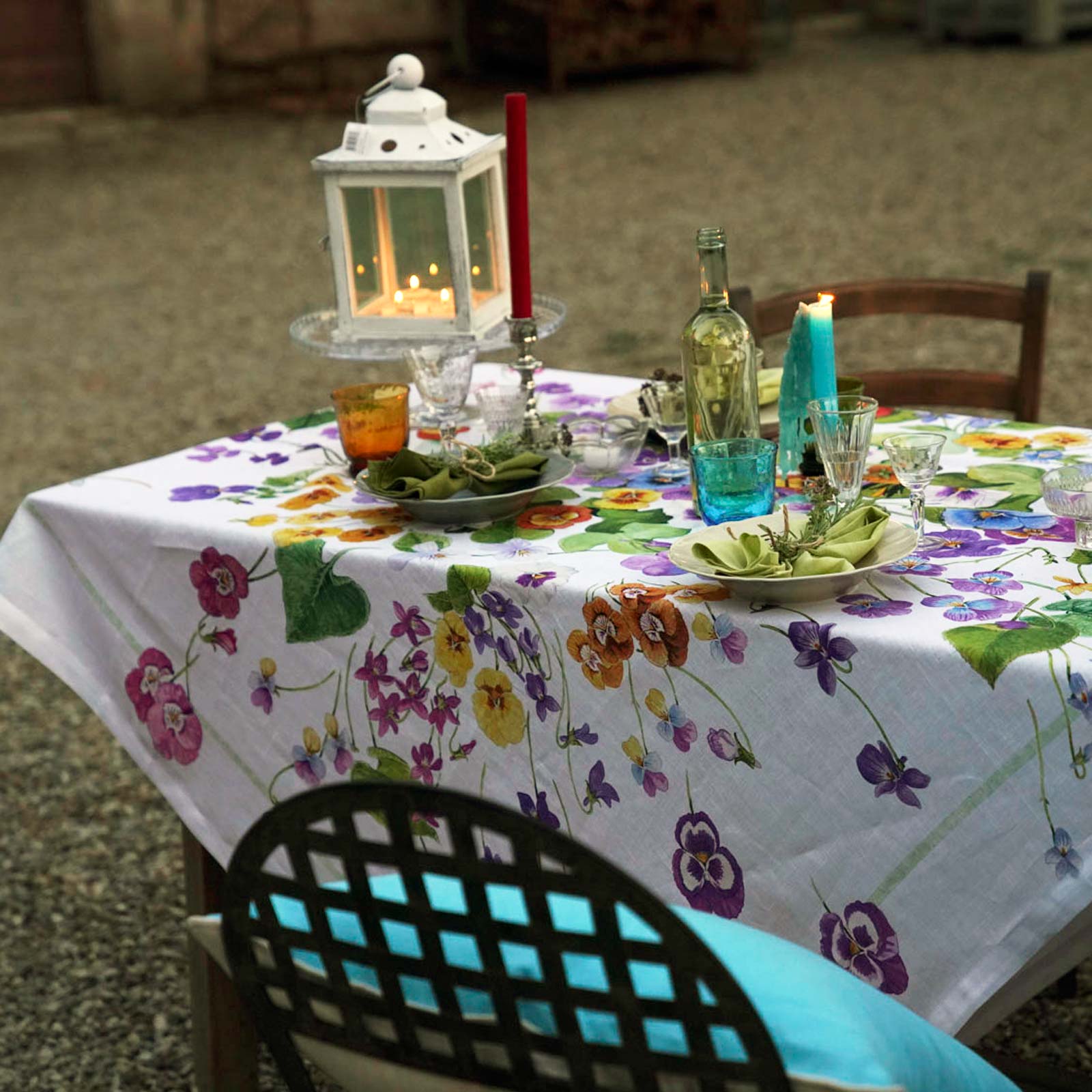 Mammola tovaglia tessitura toscana lino fantasia fiori