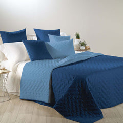 Mix double trapuntino caleffi cotone blu copriletto tinta unita