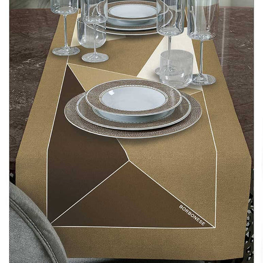 Runner Borbonese Trilogy in puro cotone. Fantasia geometrica moderna ed elegante. Corsia rettangolare, misura 50x150 cm.