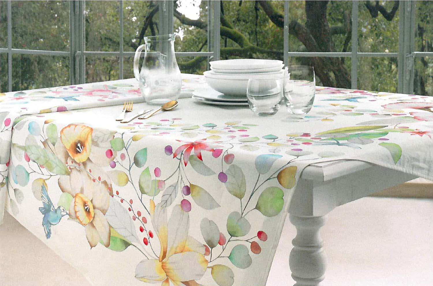 Tovaglia fascino gabel vallesusa floreale in cotone rettangolare per 12 persone
