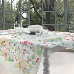 Tovaglia fascino gabel vallesusa floreale in cotone rettangolare per 12 persone