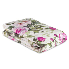 Trapuntino matrimoniale Adele Blumarine in percalle di puro cotone stampato. Fantasia floreale piazzata, variante lampone. Copriletto.