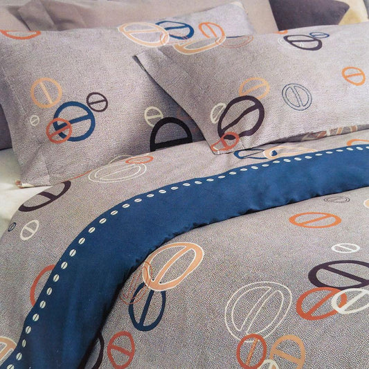 Trapuntino Club Borbonese matrimoniale in raso di cotone tortora blu