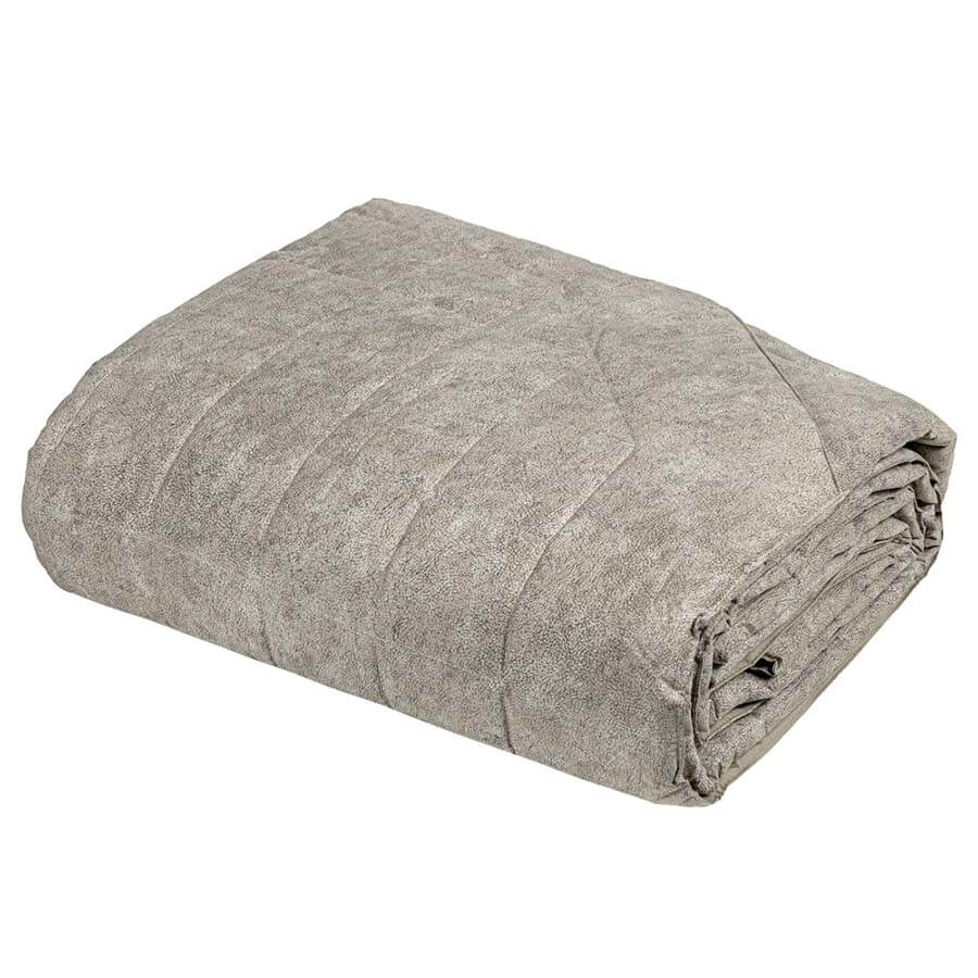 Trapuntino matrimoniale Fazzini Galuchat in percalle di puro cotone. Quilt in fantasia simil tinta unita colore sasso tortora. Trapunta primaverile.