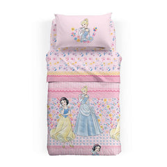 Trapuntino Caleffi Disney Princess Romance in cotone. Fantasia per bambina con le Principesse Disney Biancaneve e Cenerentola. Disponibile per letto singolo