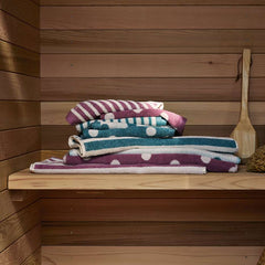 Asciugamani pois fazzini viso ospite coppia purple violetto petrolio verde