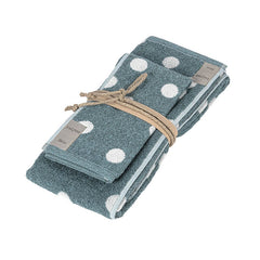 Coppia Asciugamani pois fazzini asciugamani viso e ospite in spugna di cotone. Colore verde petrolio