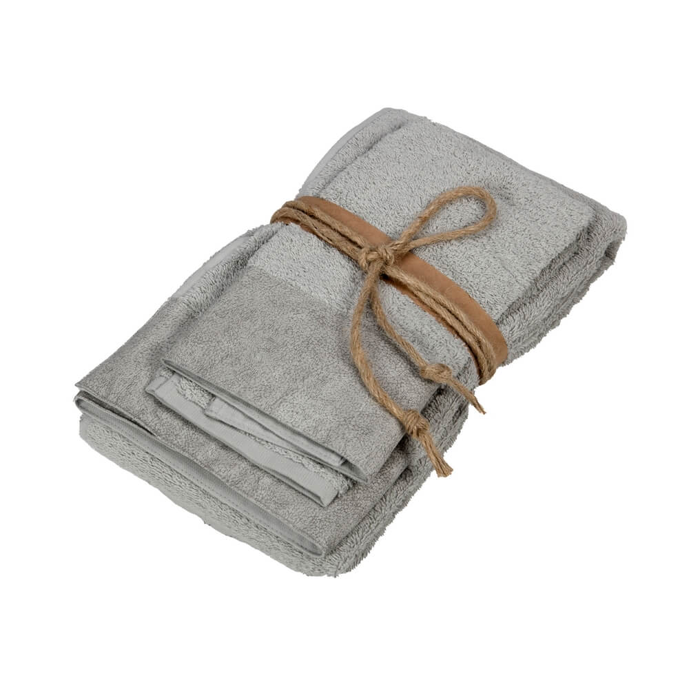 Coppia asciugamani Fazzini Galuchat in spugna di puro cotone. Colore grigio.