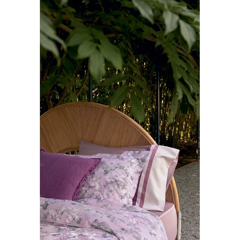 Completo lenzuola matrimoniale Fazzini Boboli in percalle di puro cotone. Fantasia floreale colore rosa.