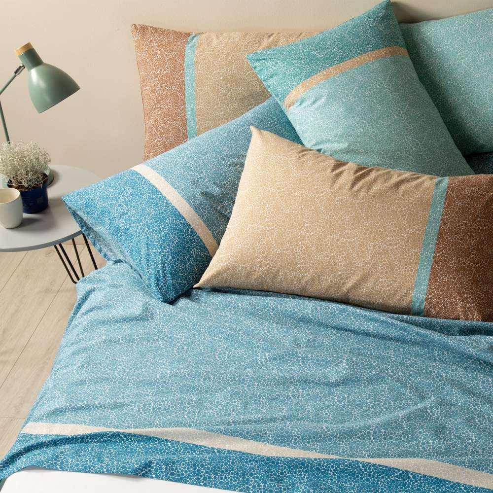 Completo lenzuola matrimoniale Caleffi Cool in puro cotone. Fantasia geometrica e dallo stile moderno con trama stile Borbonese.