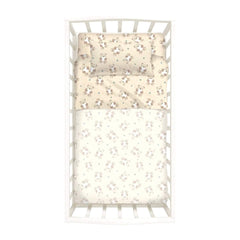 completo lenzuola culla in cotone Caleffi. Fantasia Orsacchiotti, variante di colore naturale (beige), ideale sia per bambino che per bambina.