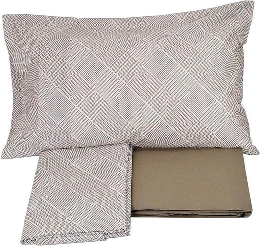 completo lenzuola fazzini matteo in offerta in cotone matrimoniale piazza mezza singolo beige