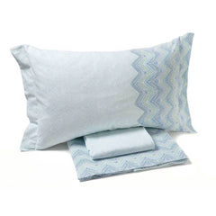 completo lenzuola in flanella di cotone caleffi chamonix, fantasia, colore azzurro