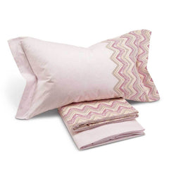 completo lenzuola in flanella di cotone caleffi chamonix, fantasia, colore rosa