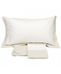 completo lenzuola fazzini matrimoniale in percalle di cotone tinta unita bianco panna beige